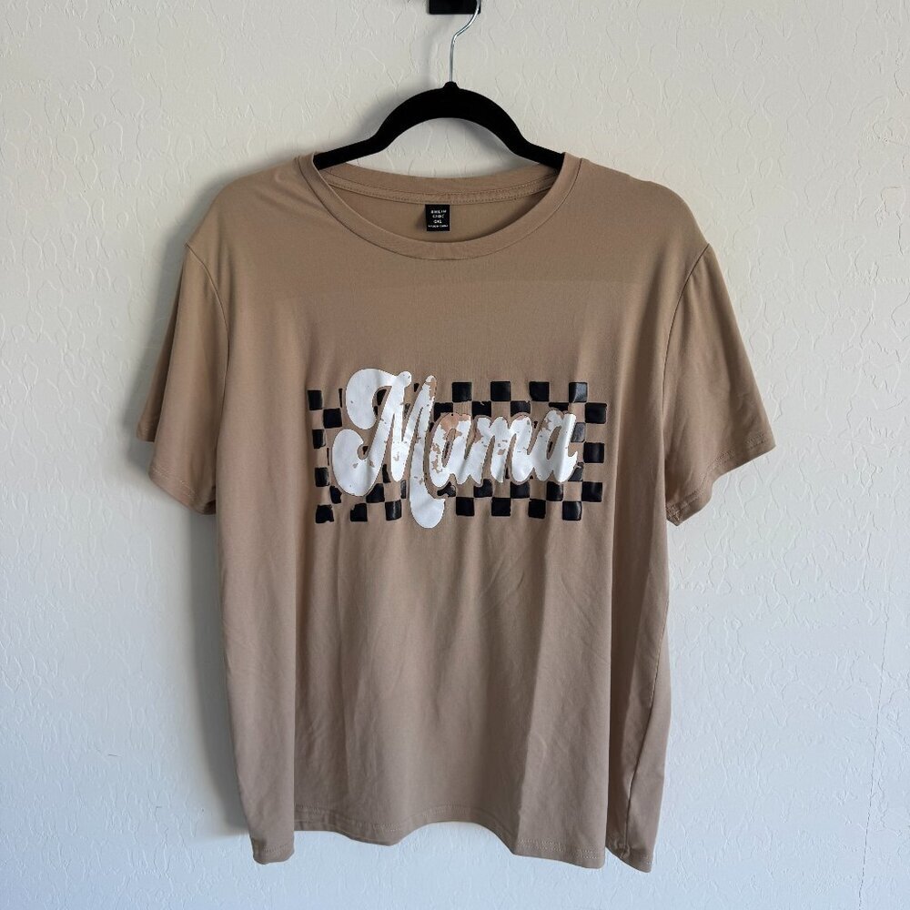 SHEIN Curve Graphic Tee | "Mama" Checkered Print | Size 0XL